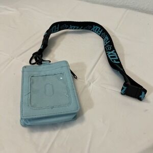 Fox Racing Blue Black Detachable Buckle Keychain Lanyard Wallet ID Holder